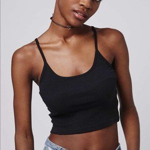 Topshop Black Ribbed Cropped Cami
